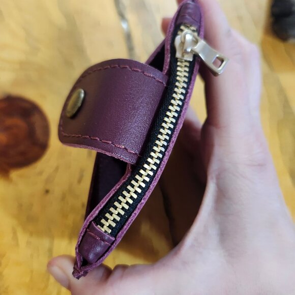 Portland Leather Sabrina Wallet Purple Lollipop Leather Snap Coin Card Holder - Picture 5 of 7